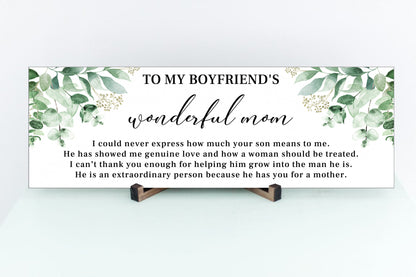 To My Boyfriend's Wonderful Mom Sign