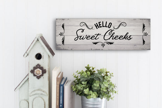 Vintage Hello Sweet Cheeks Bathroom Sign