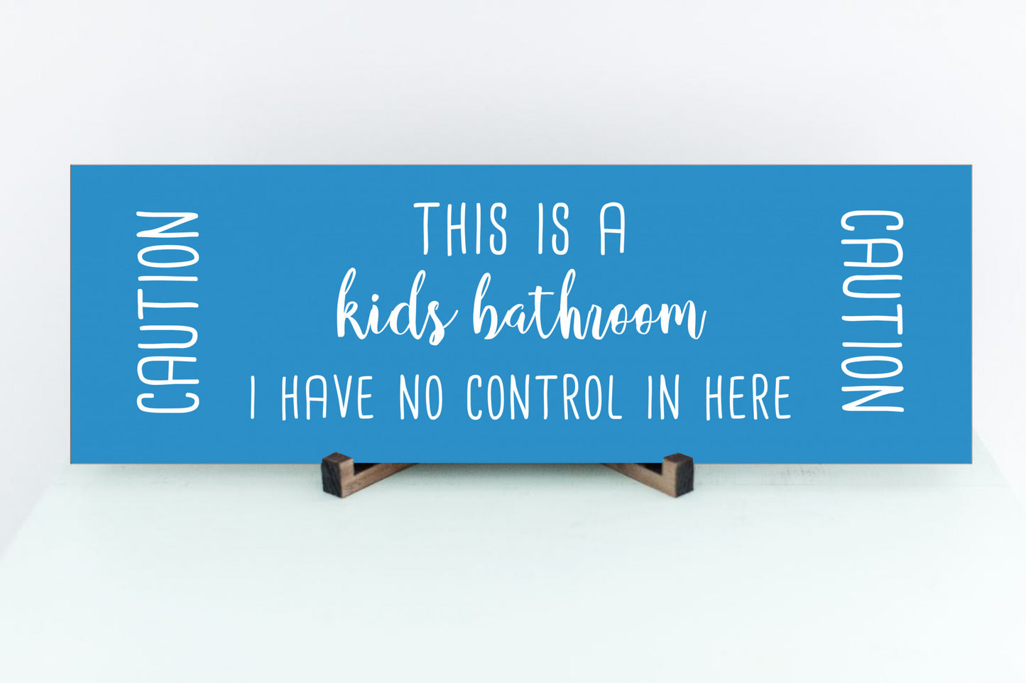 Custom Caution Kids Bathroom Sign