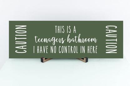 Custom Caution Teenagers Bathroom Sign