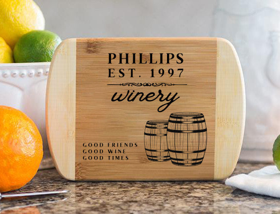 Personalized Winery Established Cutting Board