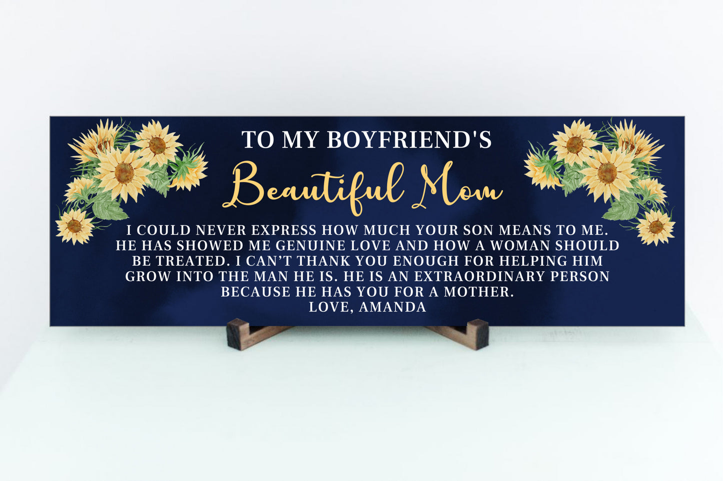 Personalized Boyfriends Beautiful Mom Sunflower Sign