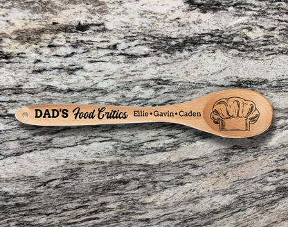 Personalized Dad's Food Critics Wooden Spoon