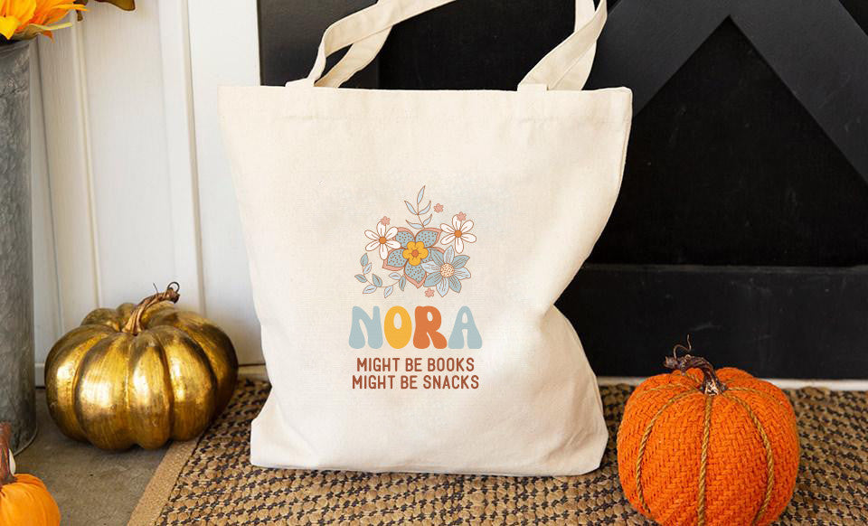 Personalized Tote Bag, Might Be Books Might Be Snacks